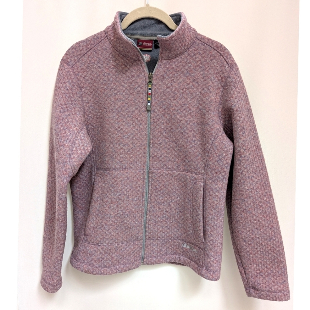 Sherpa Adventure Gear Pink Wool Blend Fleece Lined Zip Up Jacket Coat Size Small